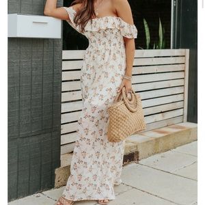 NWOT Cream Floral Maxi Dress